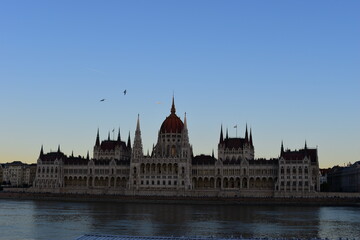 Fototapeta na wymiar Budapest, Hungary - Oct 23, 2021: The Hungarian Parliament Building. The Parliament of Budapest is the seat of the National Assembly of Hungary, a notable landmark of Hungary. This was during Covid 19