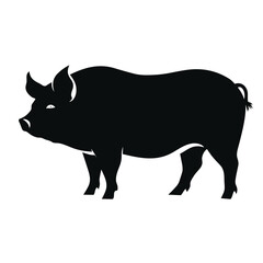 Pig black icon on white background. Pig silhouette