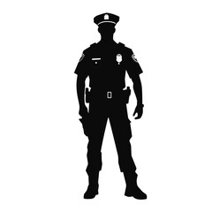 Police officer black icon on white background. Police officer silhouette