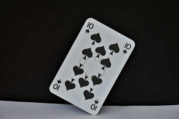 playing cards on black