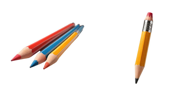 set of pencil isolated on transparent background