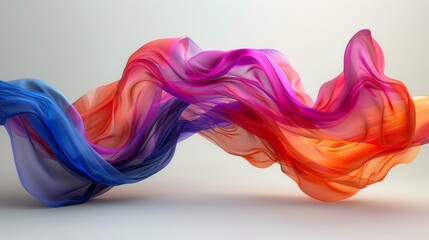 Fototapeta premium Colorful Smoke Wave on White Background