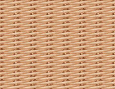 Seamless pattern of woven rattan texture. Wooden basket texture. Vector illustration.