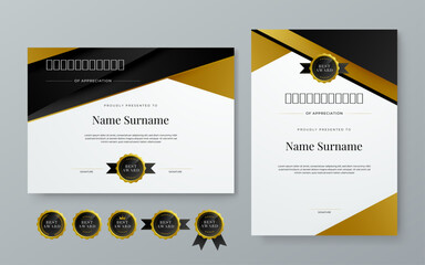 Black gold and white vector modern luxury certificate corporate template design. For appreciation, achievement, awards, education, competition, diploma template
