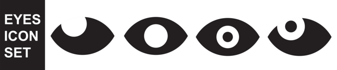 Eye icon set. Eyesight symbol. Eye silhouette