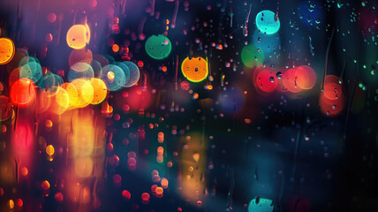 Multicolor bokeh, raining light, blurry lights, blurry background, rainbow confettis on a black background, colorful, night lights, city lights, haze, depth of field, round bokeh, circle bokeh 