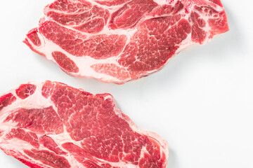 uncooked  Sirloin Marble Steak on white