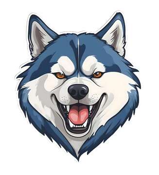 Cartoon Siberian Husky. Perfect for stickers, t-shirts or Design templates. Generative AI. V46