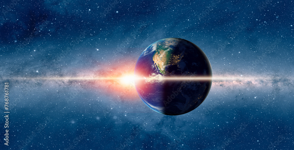 Poster planet earth with a spectacular sunset 