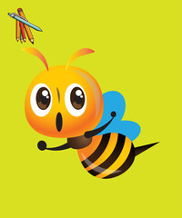 Cute Bee Flying Cartoon Vector Icon Illustration. Premium Vector.
