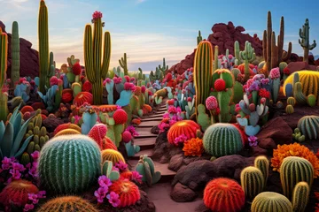 Rolgordijnen cactus desert on background © Tidarat