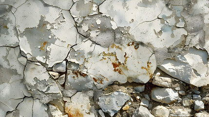  White cracked aged stone wall texture. High quality