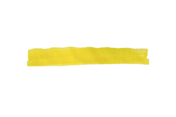 Yellow stroke drawn with marker pen on transparent background