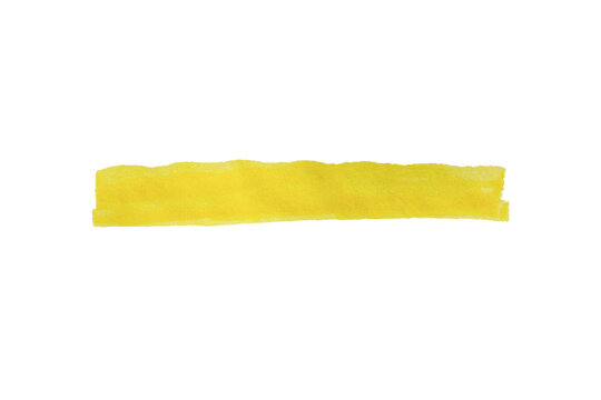 Yellow stroke drawn with marker pen on transparent background