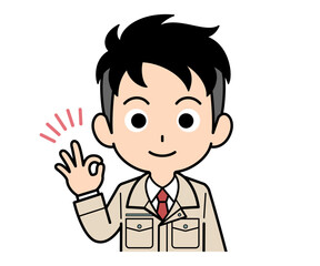 OKしている営業マンの男性