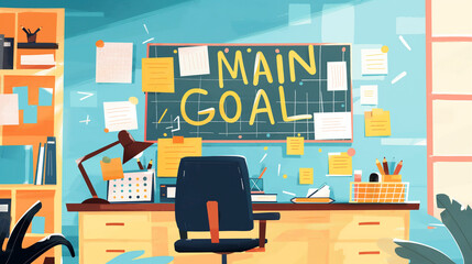 Creative Office Space with "Main Goal" Concept