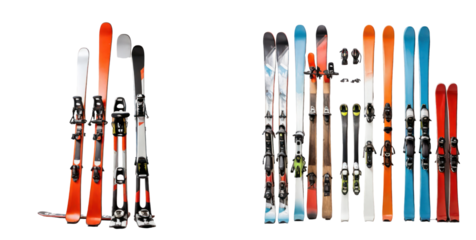 set of skis isolated on transparent background