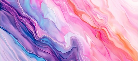 An abstract marbled acrylic paint ink brings to life painted waves, crafting a vibrant and textured background banner.  - obrazy, fototapety, plakaty
