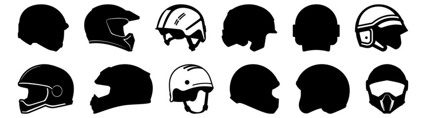 Helmet silhouette set vector design big pack of illustration and icon