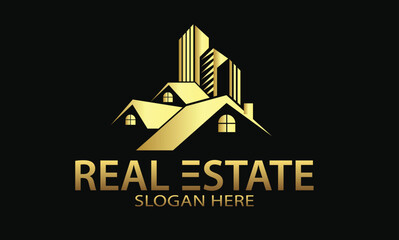 Real Estate Gold Logo Template
