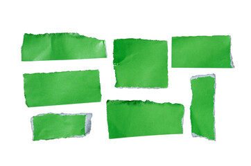 Ripped green paper isolated on transparent background, torn paper png
