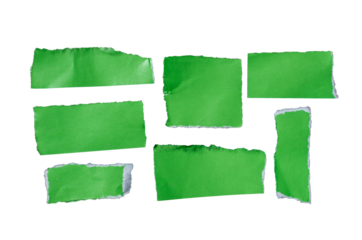 Ripped green paper isolated on transparent background, torn paper png