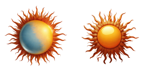 set of sun isolated on transparent background