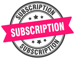 subscription stamp. subscription label on transparent background. round sign