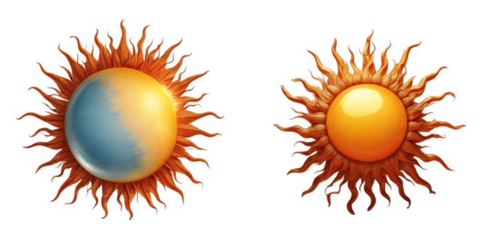 set of sun isolated on transparent background