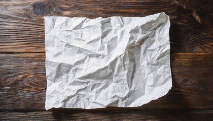 Crumpled paper on wooden background, top view with copy space