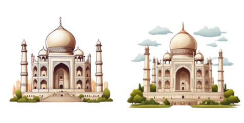 set of taj mahal isolated on transparent background