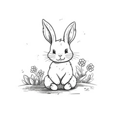 Rabbit hand-drawn illustration. Rabbit. Vector doodle style cartoon illustration