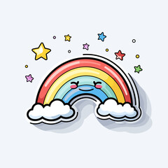 Rainbow hand-drawn comic illustration. Rainbow. Vector doodle style cartoon illustration