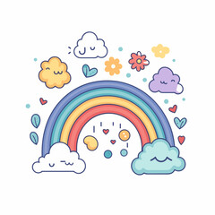 Rainbow hand-drawn comic illustration. Rainbow. Vector doodle style cartoon illustration