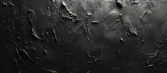This black and white image captures the textured layers of paint on a concrete wall. The contrast between the dark background and the white paint creates a striking visual effect. - obrazy, fototapety, plakaty
