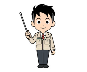 指し棒を持つ営業マンの男性