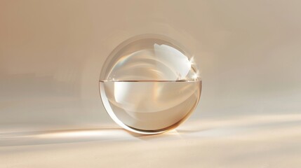 An innovative business card design, where the contact information is encapsulated within a glass blur oval, set against a minimalist, light-colored background.