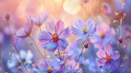 Blur the background slightly to achieve a soft focus effect that enhances the ethereal beauty of pastel flowers.