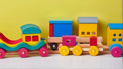 Fototapeta premium toy train on a white background, ai generated