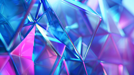 Vivid abstract crystals in shades of blue, reflecting light dynamically.