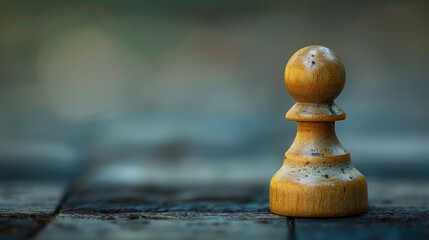 Wooden chess piece on wooden table