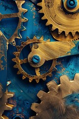 Close Up of Clock With Gears - obrazy, fototapety, plakaty
