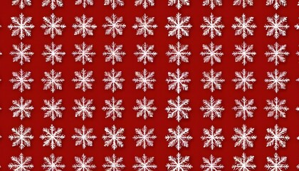 Seamless pattern with small white snowflakes on red. Christmas and New Year background. Snowflake border texture. Winter holidays theme