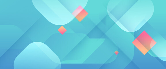 Orange green and blue vector simple gradient abstract banner with geometric shapes elements. For background presentation, background, wallpaper, banner, brochure, web layout, and cover