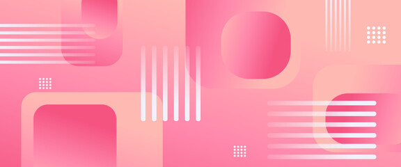 Pink and peach vector simple abstract gradient banner with simple geometric shapes. For cover design, book design, poster, cd cover, flyer, website backgrounds or advertising