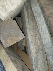 Fototapeta na wymiar Fire wood pieces close up detail 