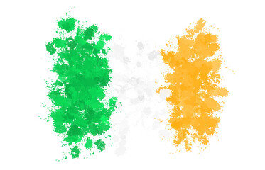 Irish flag with paint splashes
