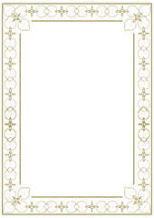 Vintage gold frame with decorative elements in Art Nouveau style. Title page, cover. Version No. 24. Vector illustration