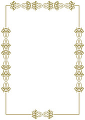 Vintage gold frame with decorative elements in Art Nouveau style. Title page, cover. Version No. 17. Vector illustration