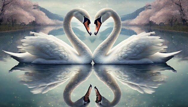 two swans in the lake